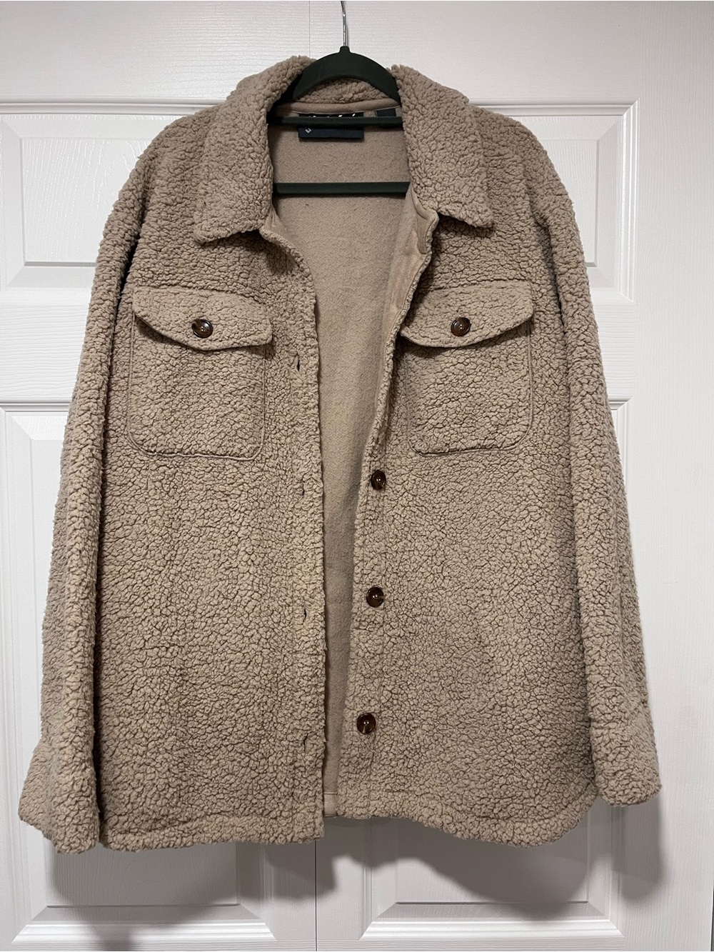 Free Country Beige Teddy Sherpa Button Jacket